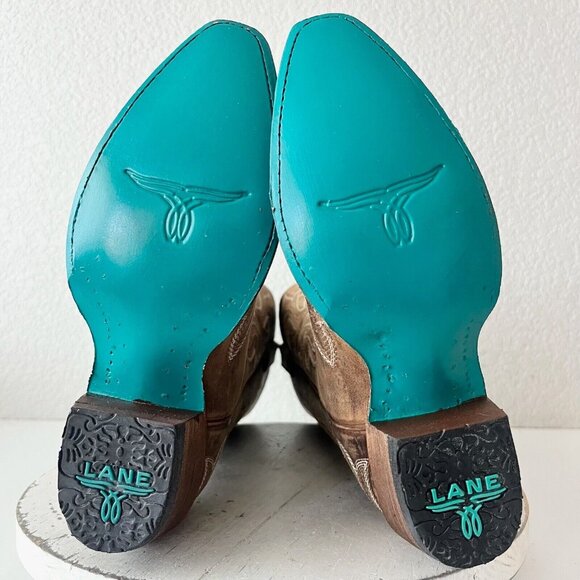 NEW Lane SARATOGA Womens Cowboy Boots 6 Brown Leather Western Cowgirl Mid Calf - Picture 11 of 14